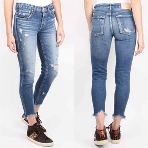 Moussy Vintage Comfort Glendale Skinny Jeans Blue Medium Wash Distressed Size 26